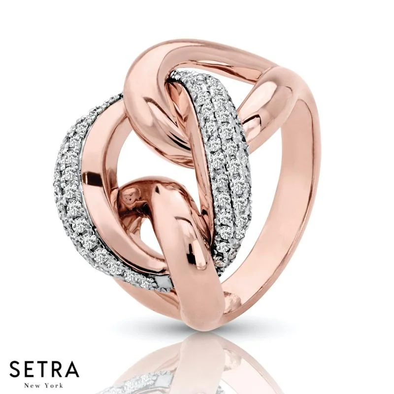 14K ROSE GOLD DIAMONDS RIGHT HAND FASHION RING