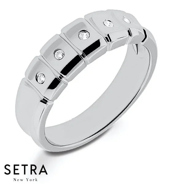 5 STONE DIAMONDS BAND FOR HIM & HERS 14K GOLD RING