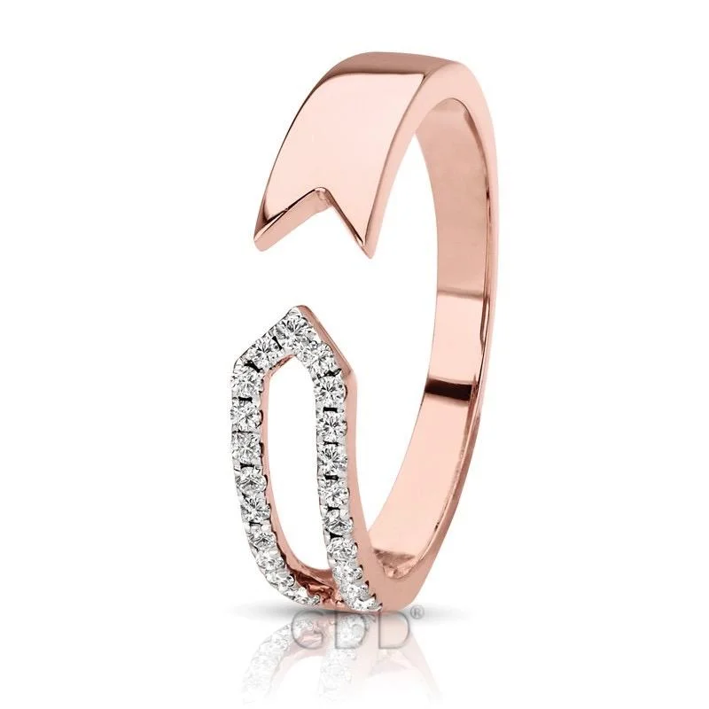 14K FINE ROSE GOLD DIAMOND DESIGNER MALE & FEMALE BAR STYLE RIGHT HAND RING