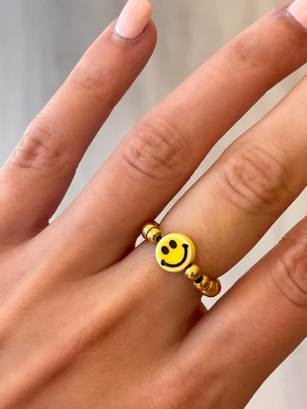 Beaded Smiley Ring