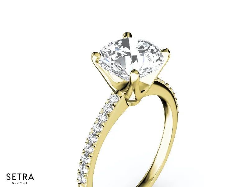 PETITE 14K GOLD DIAMOND ENGAGEMENT RING