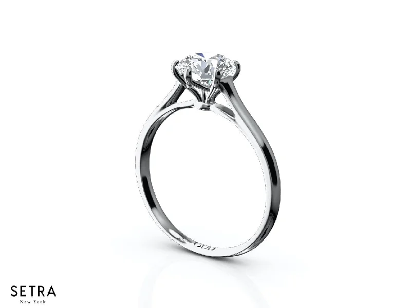 18K SOLITARY ROYAL CROWN DIAMOND ENGAGEMENT SIX PRONG RING