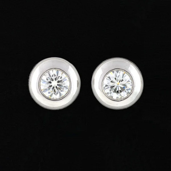 Estate Platinum Round Brilliant Diamond Stud Earrings 1.50ctw