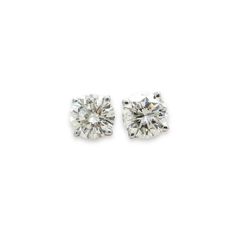 14K W Gold 5mm 1.00ctw I/I1  Diamond Stud Earrings