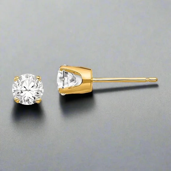 14K Y Gold 4.5mm CZ Stud Earrings