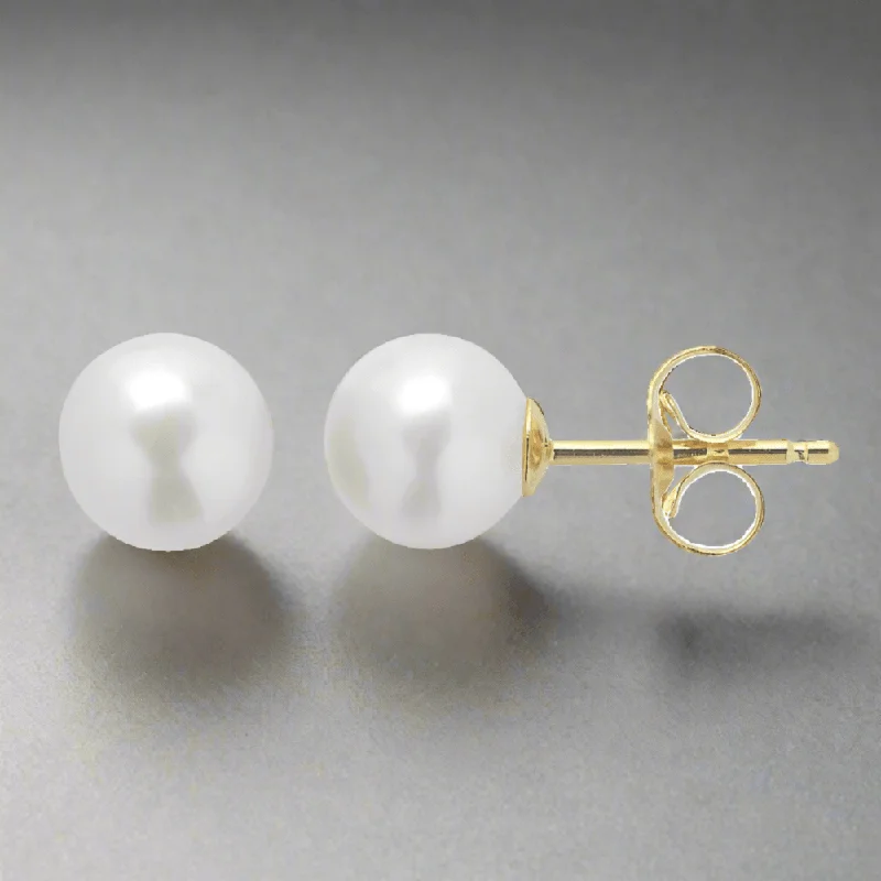 14K Y Gold 5.5X6mm Cultured Akoya Pearl Stud Earrings