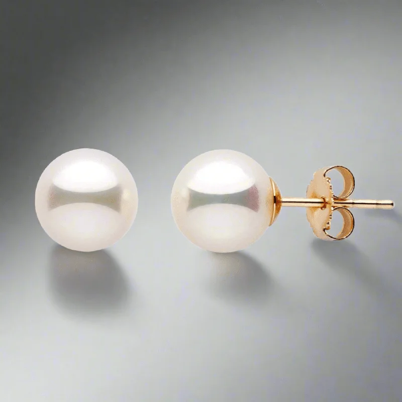 14K Y Gold 6.5X7mm Cultured Akoya Pearl Stud Earrings