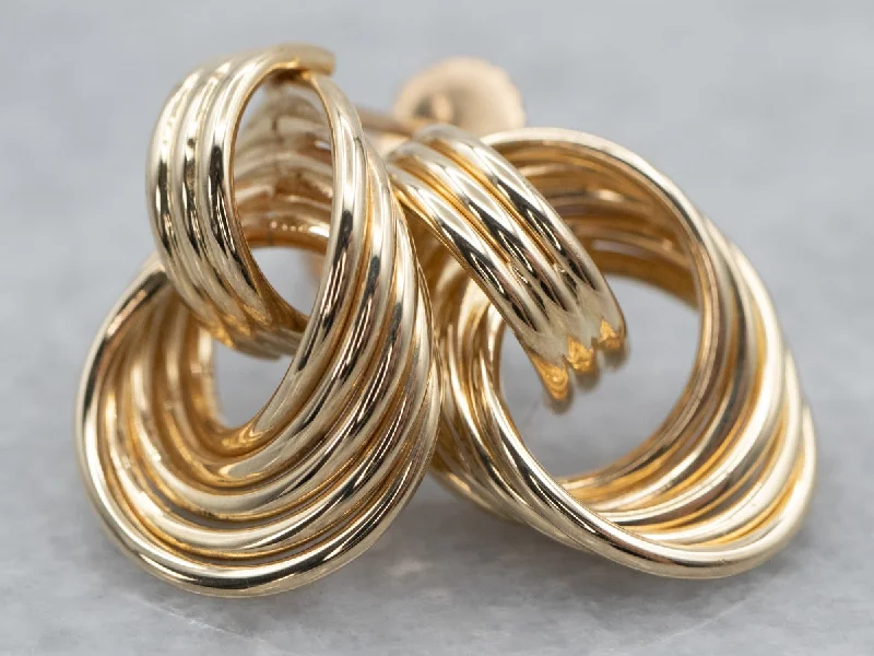 Triple Gold Hoop Stud Earrings