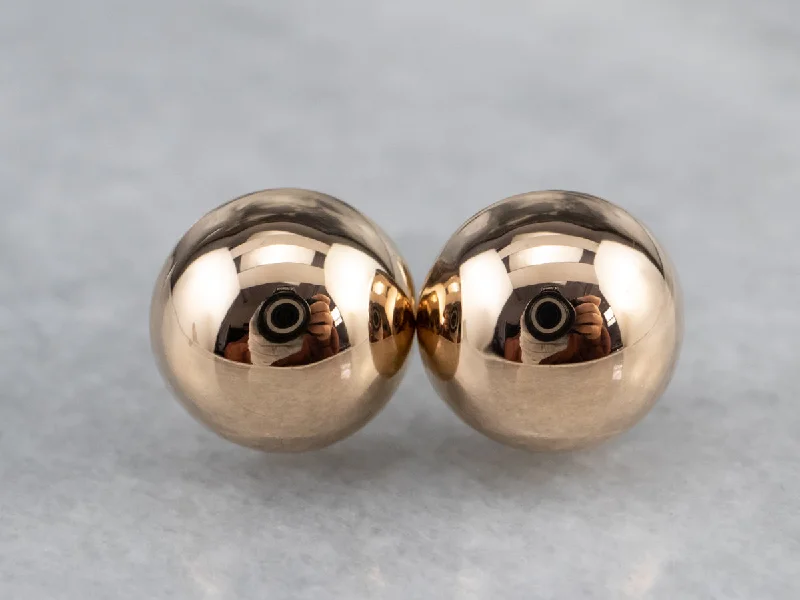 18K Rose Gold Button Stud Earrings