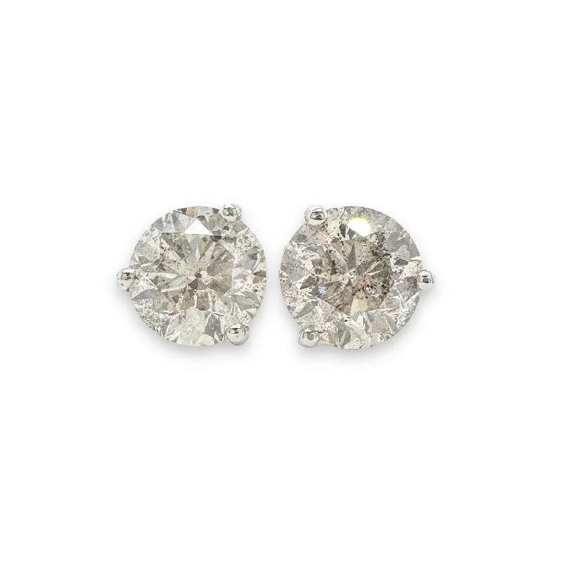 18K W Gold 4.33ctw I/I2 Round Diamond Stud Earrings