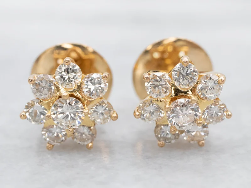 Floral Diamond Stud Earrings