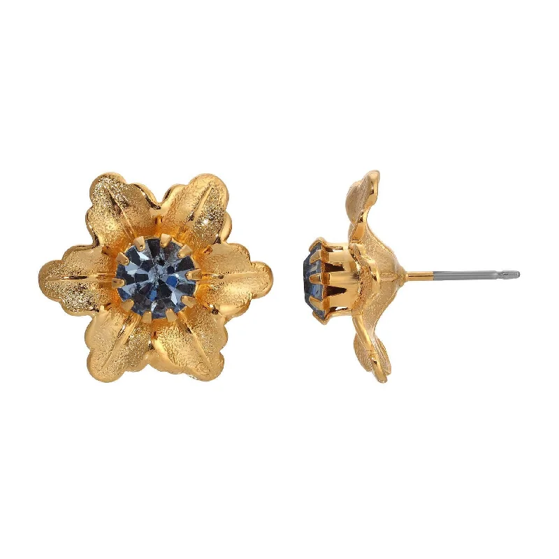 1928 Jewelry Flower Blossom Crystal Stud Earrings