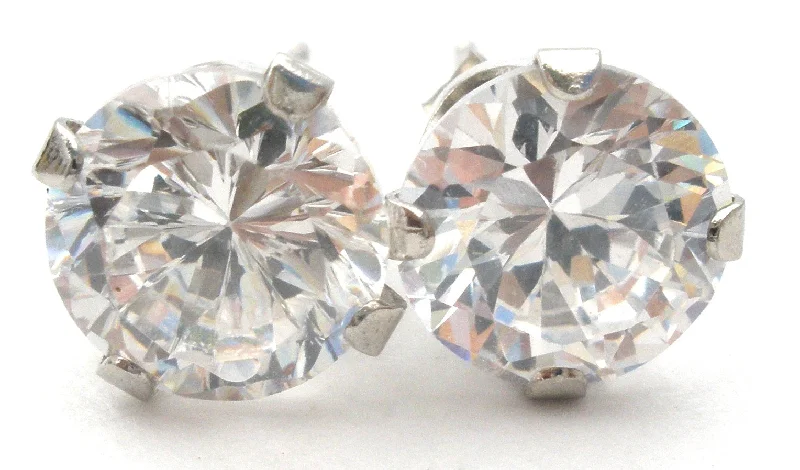 3 Carat Clear CZ Stud Earrings 14K Gold