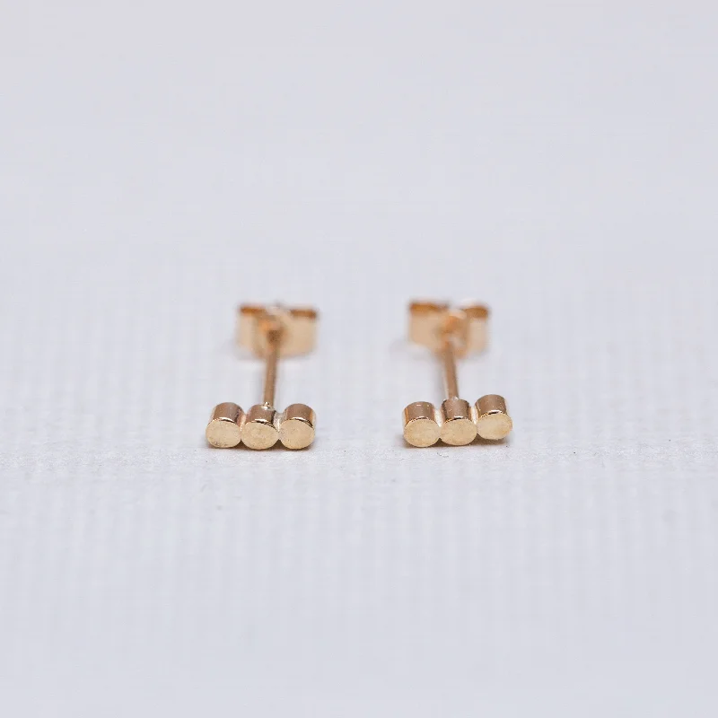 9ct Gold Three Dots Stud Earrings