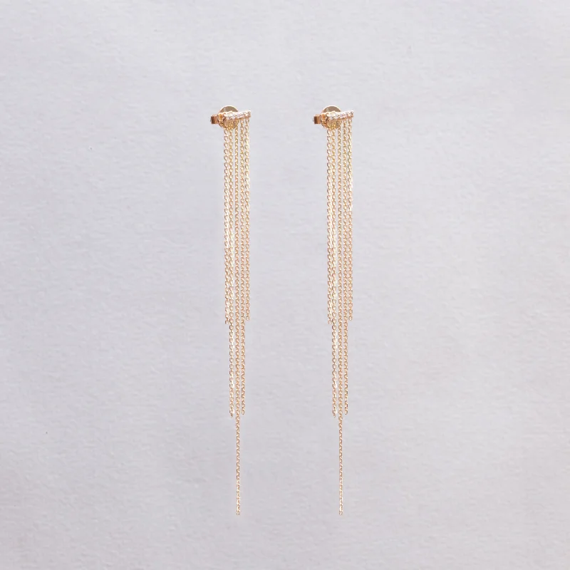 18ct Gold Tassel Stud Earrings with Diamonds