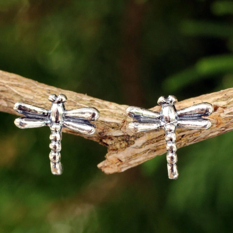 Baby Dragonfly Sterling Silver Stud Earrings