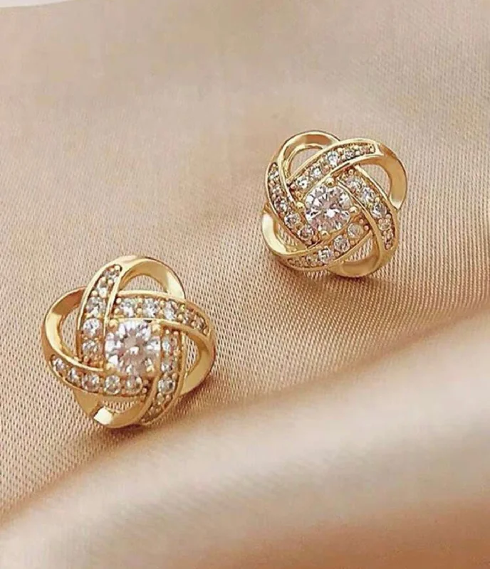 Beautiful Dainty Gold or Silver and Crystal Twist Stud Earrings