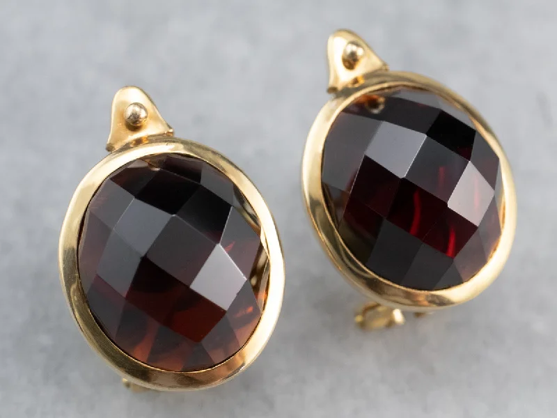 Bold Gold Garnet Stud Earrings