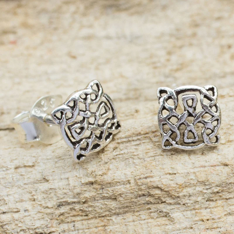 Celtic Circle Sterling Silver Stud Earrings