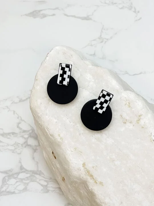 Checkered Post Acrylic Stud Earrings