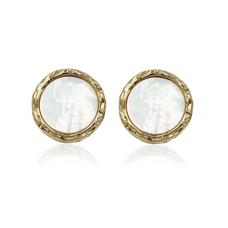 CINDY Stud Earrings - Gold With Mother Of Pearl