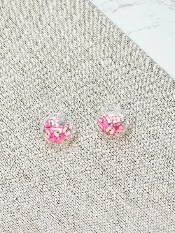 Clear Shaker Stud Earrings - Apple