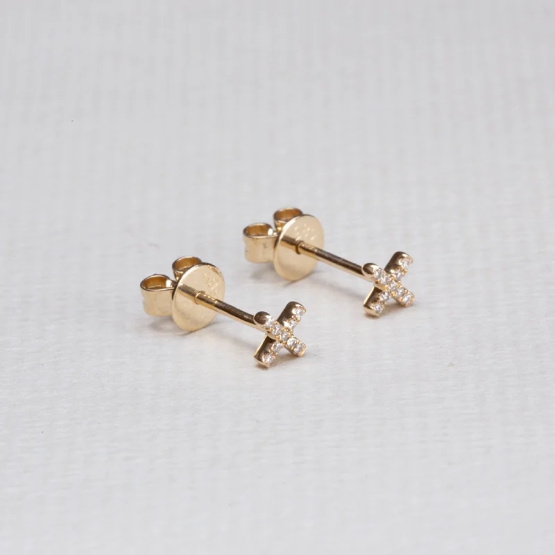 Yellow Gold Kiss Stud Earrings with Diamonds