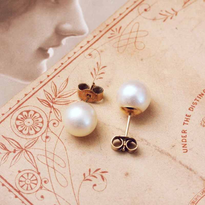 Vintage Saltwater Cultured Pearl Stud Earrings