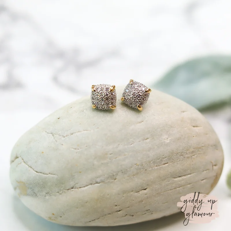 CZ Pave Posted Stud Earrings