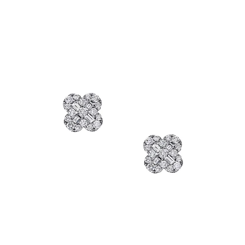 DIAMOND FLOWER STUD EARRINGS