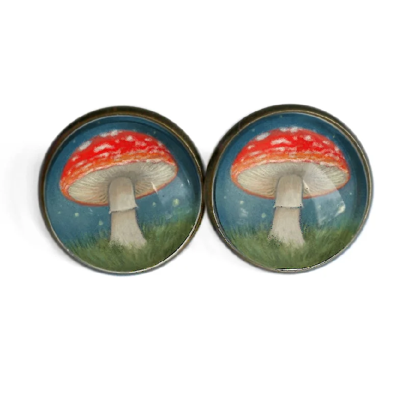 Moonlit Mushrooms Stud Earrings