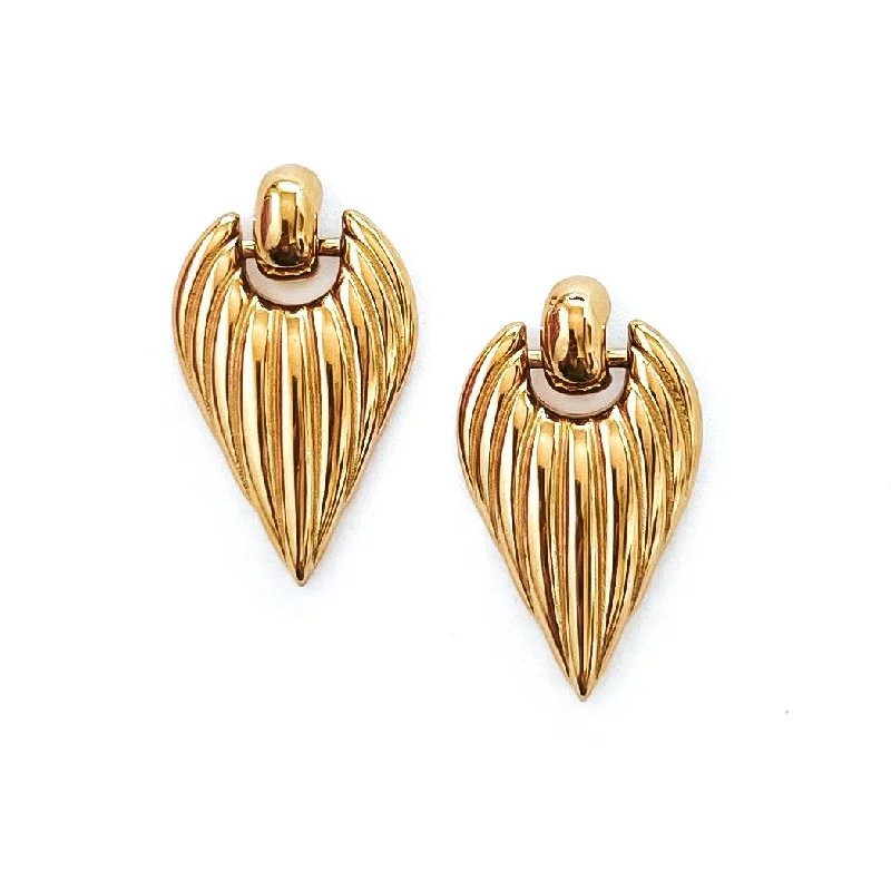 Elida Gold Ribbed Stud Earrings