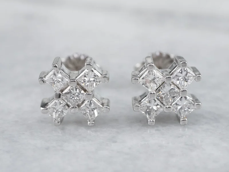 White Gold Diamond X Stud Earrings