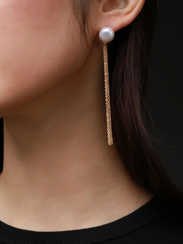 Flowing Bead Series Single Bead Tassel Stud Earrings