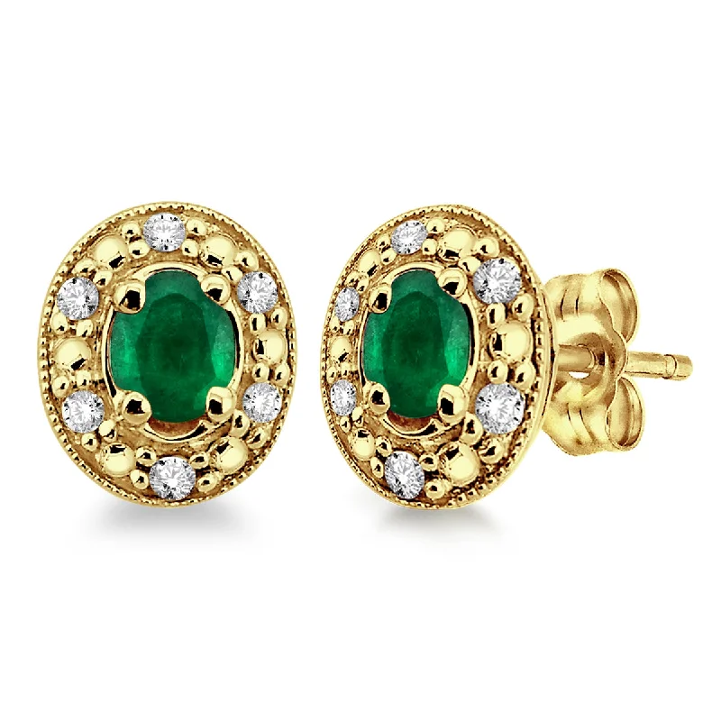 Diamond & Emerald Stud Earrings