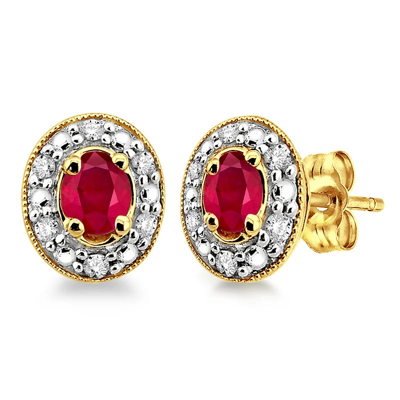 Diamond & Ruby Stud Earrings