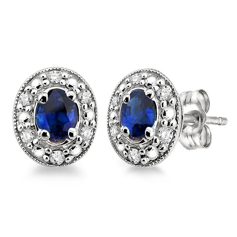 Diamond & Sapphire Stud Earrings