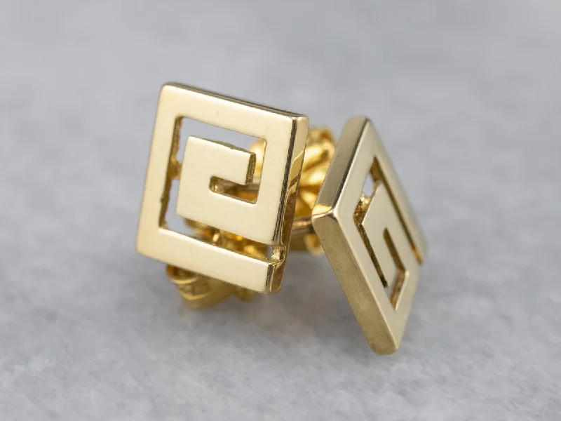 Geometric 18K Gold Stud Earrings