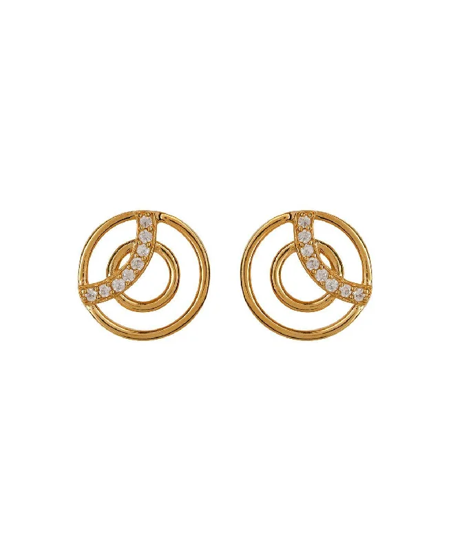 Geometric Circle Golden Stud Earrings