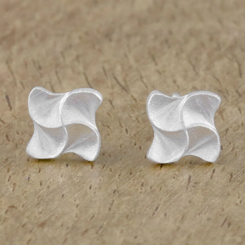 Gleaming Pinwheels Pinwheel-Shaped Sterling Silver Stud Earrings from Thailand