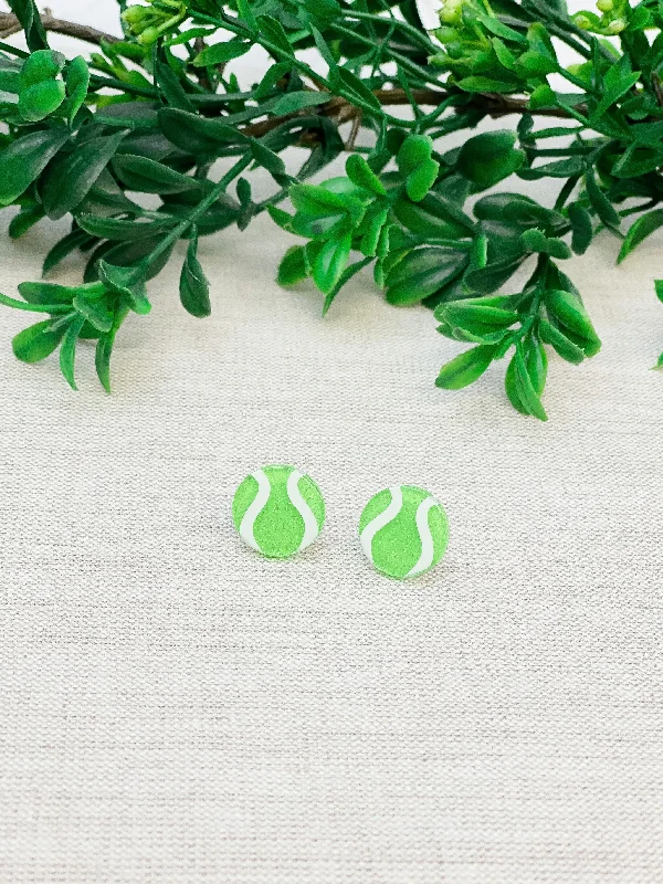 Glitter Acrylic Sports Stud Earrings - Tennis