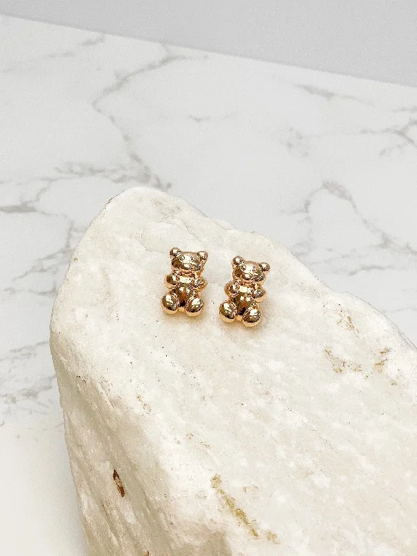 Gold Gummy Bear Stud Earrings