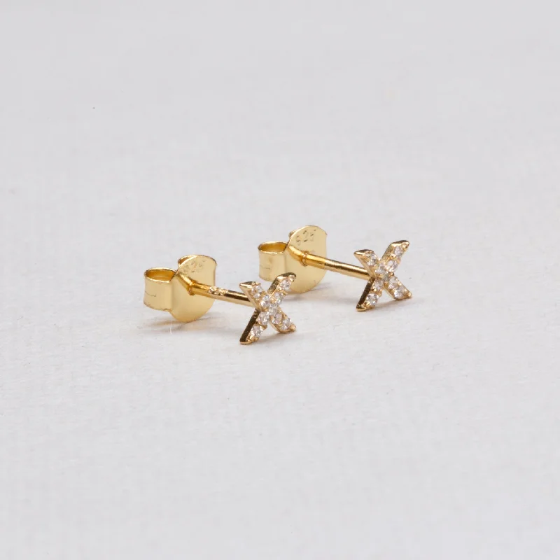 Gold-plated Kiss Stud Earrings