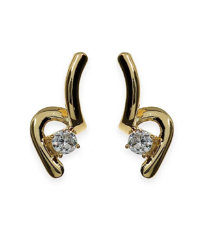 Half Knot Gold Stone Stud Earrings