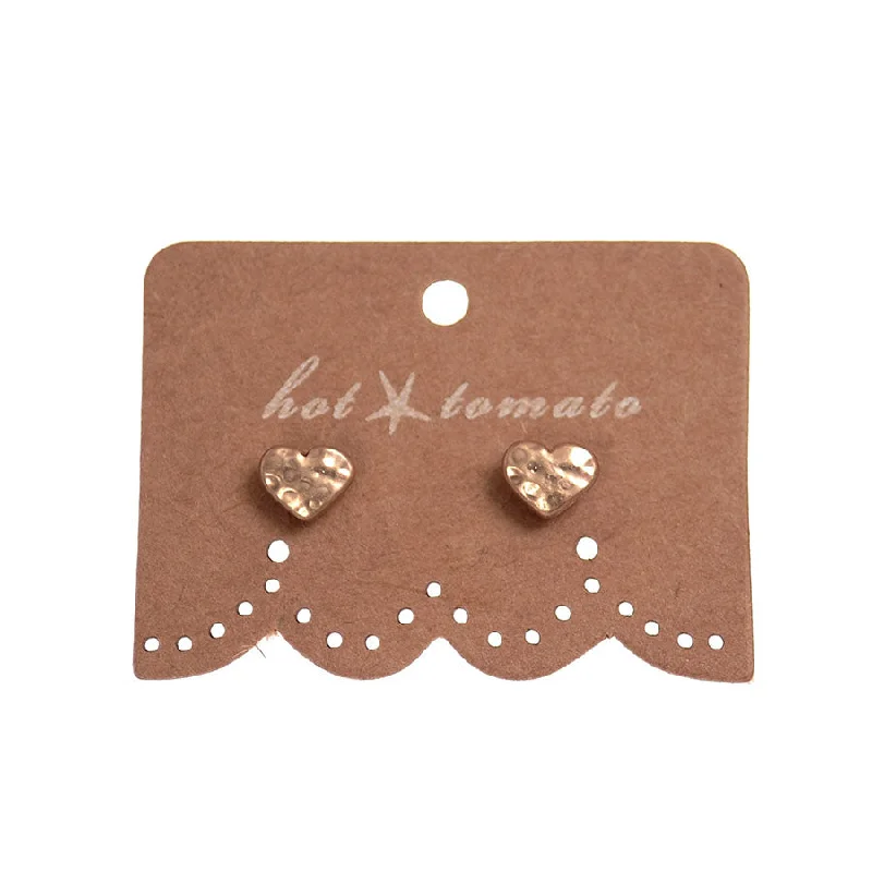 Hot Tomato Matt Gold Micro Heart Stud Earrings