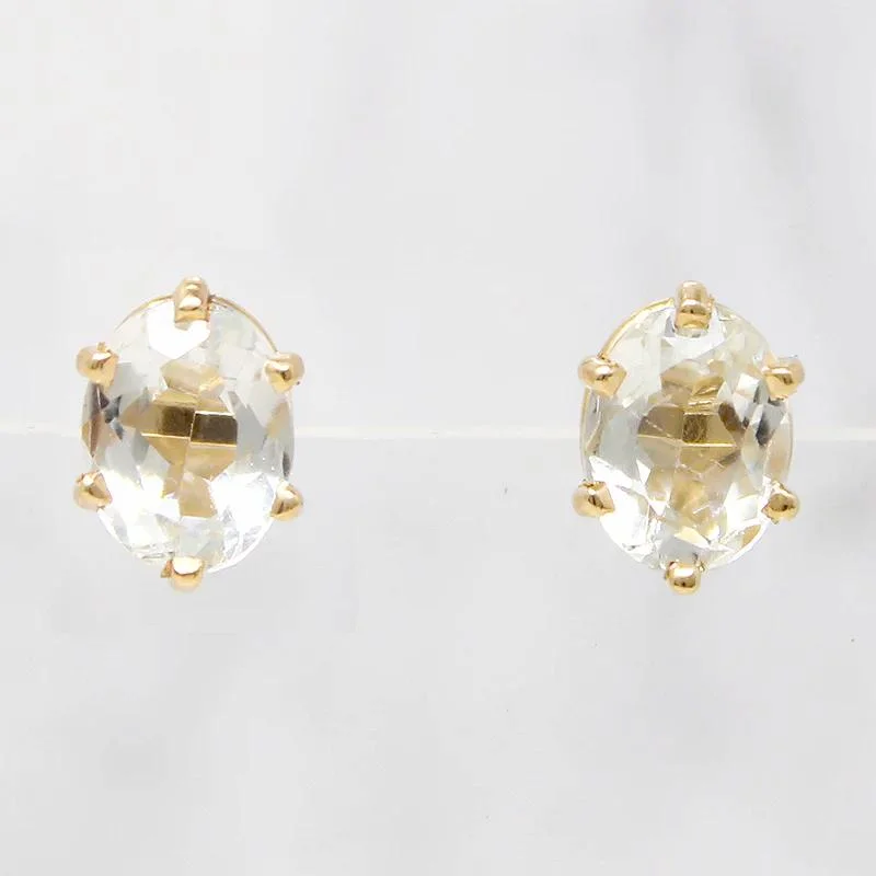 Icy 2.85tcw Oval Aquamarines in Gold Stud Earrings by 720