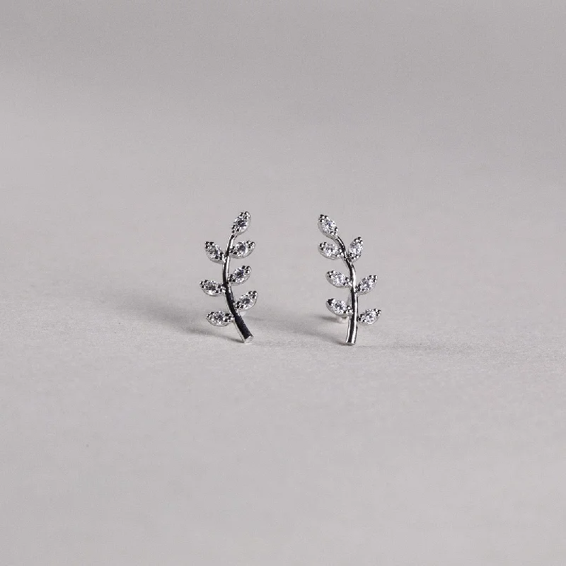 Leafy Branch Stud Earrings