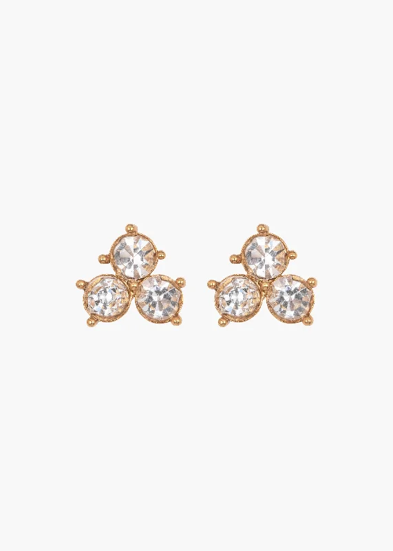 Livia Stud Earrings -- Crystal Antique Gold