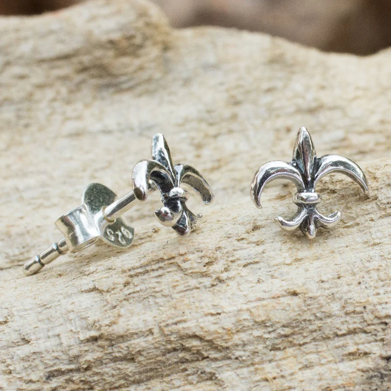 Silver 'Fleur-de-lis' Stud Earrings