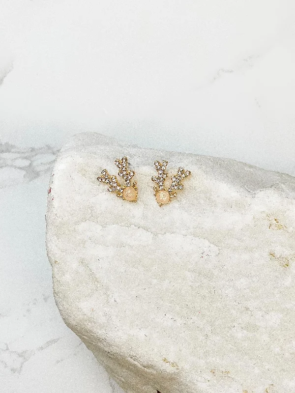 Opal Reindeer Stud Earrings